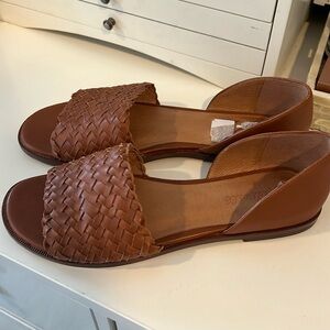 Madewell brown leather sandals flats woven